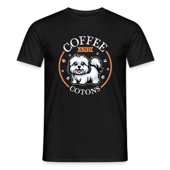 Café et Coton de Tuléar - T-shirt homme - noir - Devant - AI Model Male 178 light (178cm)