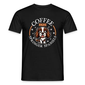Café et épagneul springer anglais - T-shirt homme - noir - Devant - AI Model Male 178 light (178cm)