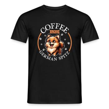 Café et Spitz allemand - T-shirt homme - noir - Devant - AI Model Male 178 light (178cm)