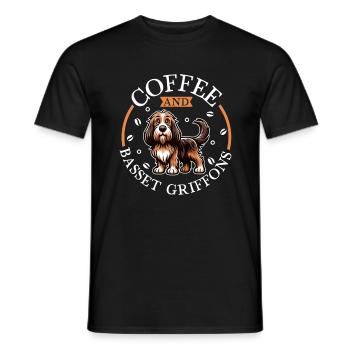 Kaffee und Grand Basset Griffon Vendéen - Männer T-Shirt - Schwarz - Vorne - AI Model Male 178 light (178cm)