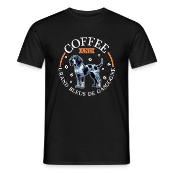 Café et Grand Bleu de Gascogne - T-shirt homme - noir - Devant - AI Model Male 178 light (178cm)