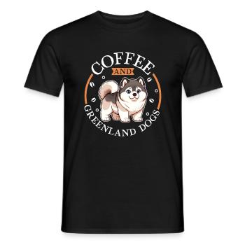 Café et chien du Groenland - T-shirt homme - noir - Devant - AI Model Male 178 light (178cm)