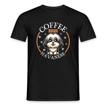 Café et bichon havanais - T-shirt homme - noir - Devant - AI Model Male 178 light (178cm)