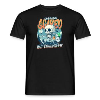 Un coureur d’Halloween court effrayé mais reste en forme - T-shirt homme - noir - Devant - AI Model Male 178 light (178cm)