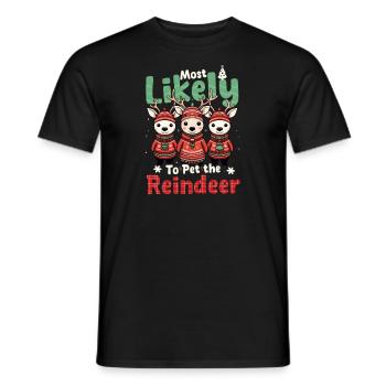 Christmas Reindeer Likely To Pet Reindeer - Men's T-Shirt - black - Front - AI Model Male 178 light (178cm)