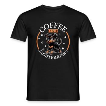 Coffee and German Hunting Terrier - Men's T-Shirt - black - Front - AI Model Male 178 light (178cm)