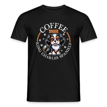 Kaffee und King Charles Spaniel - Männer T-Shirt - Schwarz - Vorne - AI Model Male 178 light (178cm)