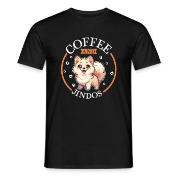 Coffee and Korea Jindo Dog - Men's T-Shirt - black - Front - AI Model Male 178 light (178cm)