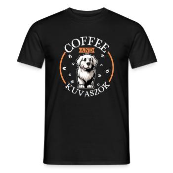 Kaffee und Kuvasz - Männer T-Shirt - Schwarz - Vorne - AI Model Male 178 light (178cm)