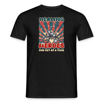 VA Nurse Healing Heroes, un vétérinaire à la fois - T-shirt homme - noir - Devant - AI Model Male 178 light (178cm)