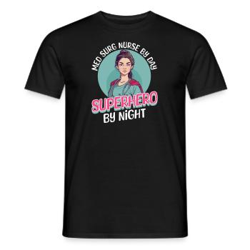 Infirmière en chirurgie médicale Infirmière le jour, super-héros la nuit - T-shirt homme - noir - Devant - AI Model Male 178 light (178cm)