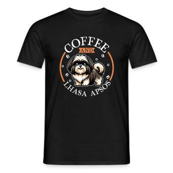 Café et Lhassa Apso - T-shirt homme - noir - Devant - AI Model Male 178 light (178cm)