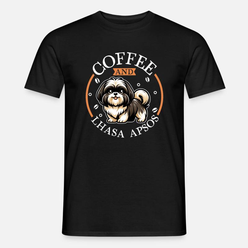 Coffee and Lhasa Apso - Men's T-Shirt - black