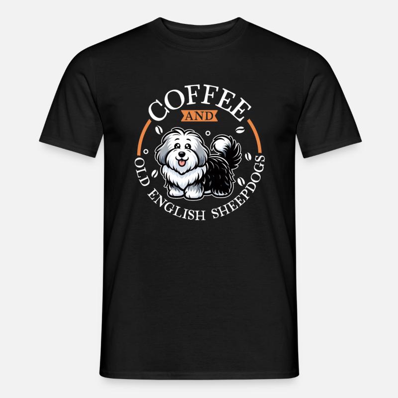 Kaffee und Bobtail - Männer T-Shirt - Schwarz