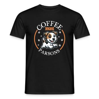 Coffee and Parson Russell Terrier - Men's T-Shirt - black - Front - AI Model Male 178 light (178cm)