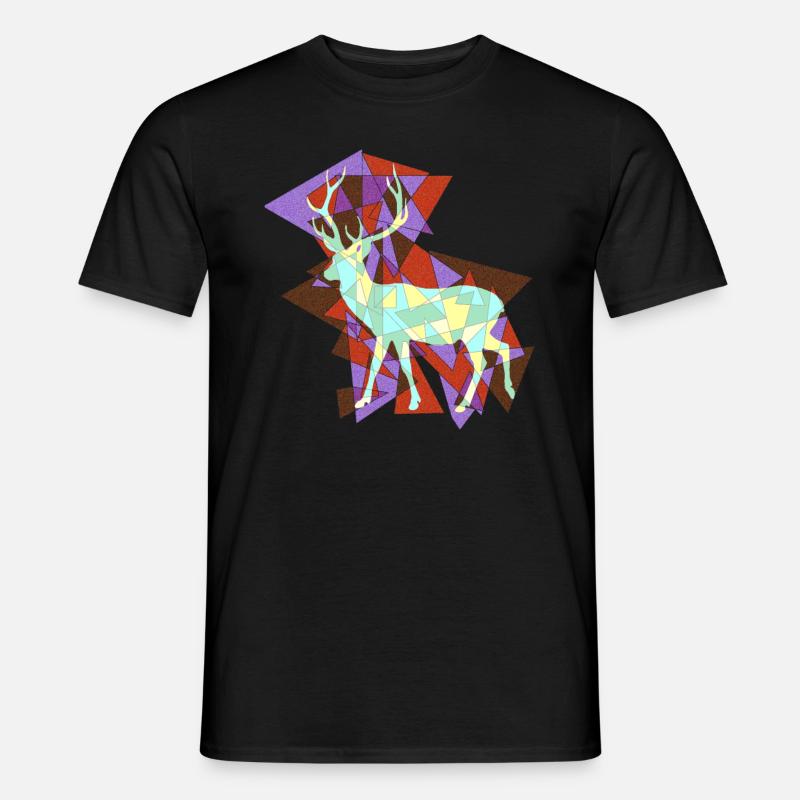 Hirsch - Abstrakt - Männer T-Shirt - Schwarz