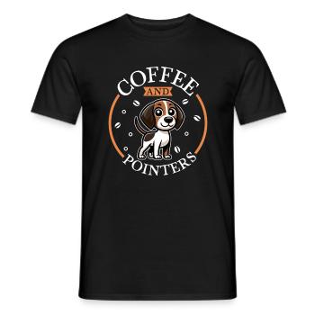 Coffee and English Pointer - Men's T-Shirt - black - Front - AI Model Male 178 light (178cm)