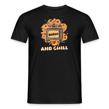 Sushi Roll Sushi And Chill - Men's T-Shirt - black - Front - AI Model Male 178 light (178cm)