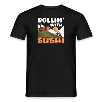 Sushi Roll Rollin' With Sushi - Men's T-Shirt - black - Front - AI Model Male 178 light (178cm)