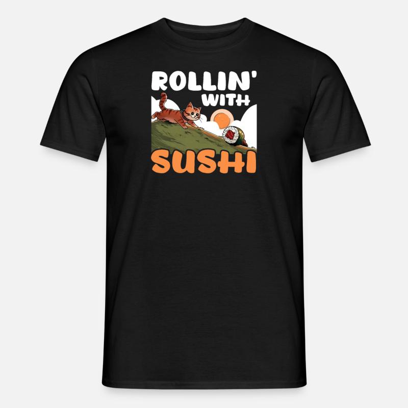 Sushi Roll Rollin' mit Sushi - Männer T-Shirt - Schwarz