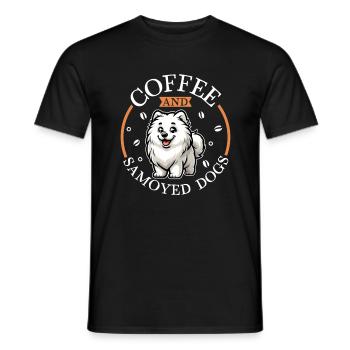 Café et Samoyède - T-shirt homme - noir - Devant - AI Model Male 178 light (178cm)