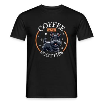 Kaffee und Scottish Terrier - Männer T-Shirt - Schwarz - Vorne - AI Model Male 178 light (178cm)