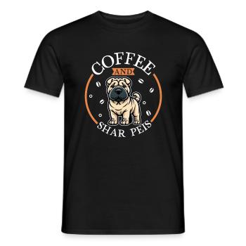 Café et Shar-Pei - T-shirt homme - noir - Devant - AI Model Male 178 light (178cm)