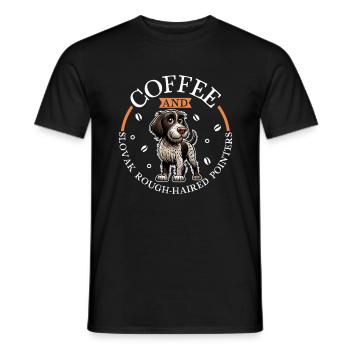 Café et Slovensky hrubosrsty stavac - T-shirt homme - noir - Devant - AI Model Male 178 light (178cm)