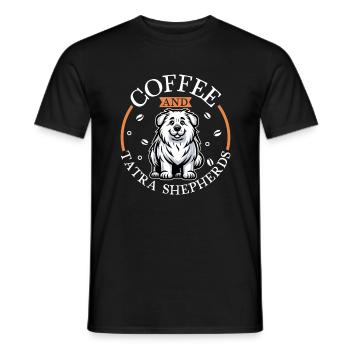 Kaffee und Polski Owczarek Podhalanski - Männer T-Shirt - Schwarz - Vorne - AI Model Male 178 light (178cm)