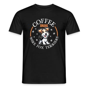 Kaffee und Drahthaar-Foxterrier - Männer T-Shirt - Schwarz - Vorne - AI Model Male 178 light (178cm)