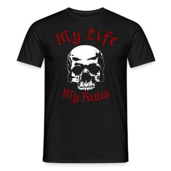 My Life - My Rules Skull - Men's T-Shirt - black - Front - AI Model Male 178 light (178cm)
