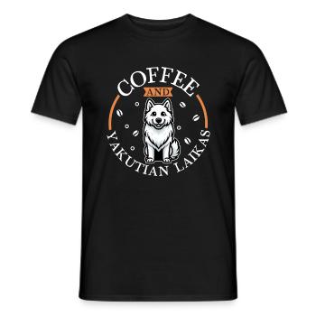 Coffee and Yakutskaya Laika - Men's T-Shirt - black - Front - AI Model Male 178 light (178cm)