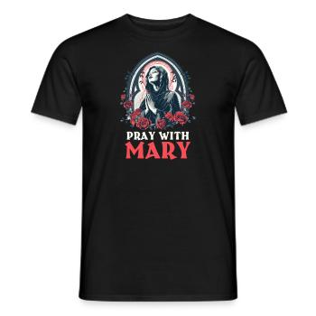 Virgin Mary Pray With Mary - Men's T-Shirt - black - Front - AI Model Male 178 light (178cm)