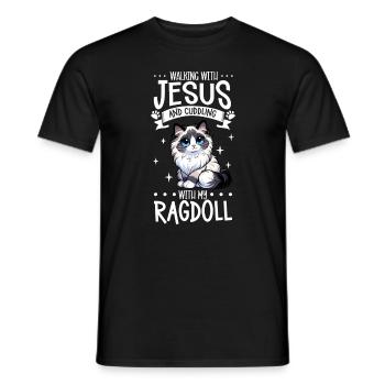 Jésus et mon Ragdoll - T-shirt homme - noir - Devant - AI Model Male 178 light (178cm)