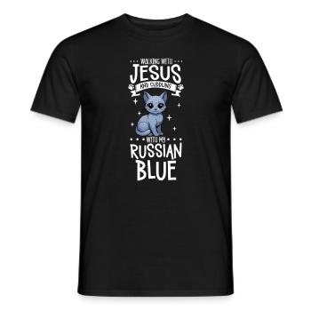 Jésus et mon bleu russe - T-shirt homme - noir - Devant - AI Model Male 178 light (178cm)