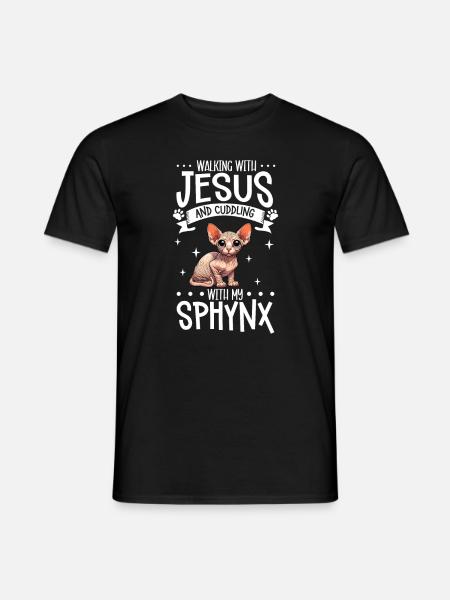 Jesus and my Sphynx - Men's T-Shirt - black