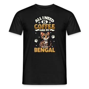 Le café et mon Bengale - T-shirt homme - noir - Devant - AI Model Male 178 light (178cm)