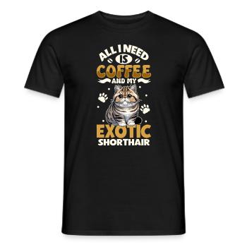 Le café et mon exotique à poil court - T-shirt homme - noir - Devant - AI Model Male 178 light (178cm)