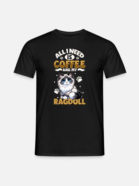 Coffee and my ragdoll - Men's T-Shirt - black