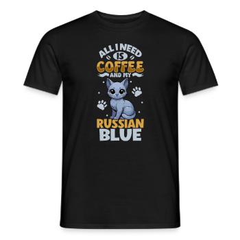 Coffee and My Russian Blue - Men's T-Shirt - black - Front - AI Model Male 178 light (178cm)