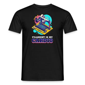 3D-Drucker-Zubehör Filament ist mein Cardio - Männer T-Shirt - Schwarz - Vorne - AI Model Male 178 light (178cm)
