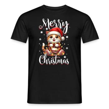 Chat de Noël Joyeux Noël - T-shirt homme - noir - Devant - AI Model Male 178 light (178cm)