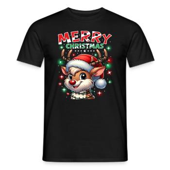 Weihnachten Rentier Merry Christmas - Männer T-Shirt - Schwarz - Vorne - AI Model Male 178 light (178cm)