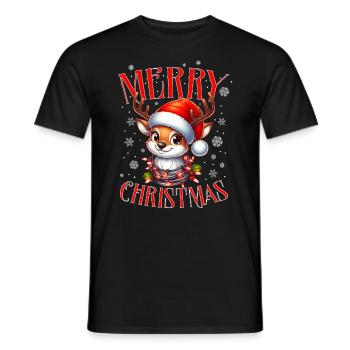 Weihnachten Rentier Merry Christmas - Männer T-Shirt - Schwarz - Vorne - AI Model Male 178 light (178cm)