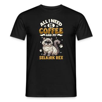 Kaffee und meine Selkirk Rex - Männer T-Shirt - Schwarz - Vorne - AI Model Male 178 light (178cm)