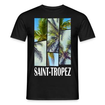 Saint-Tropez France Summer Palm Trees Beach - Men's T-Shirt - black - Front - AI Model Male 178 light (178cm)