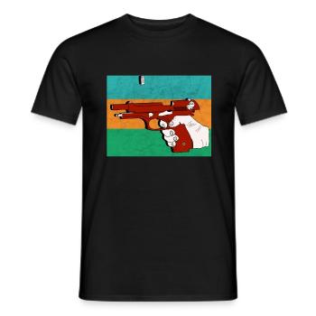 Waffe - Pistole - Revolver - Männer T-Shirt - Schwarz - Vorne - AI Model Male 178 light (178cm)