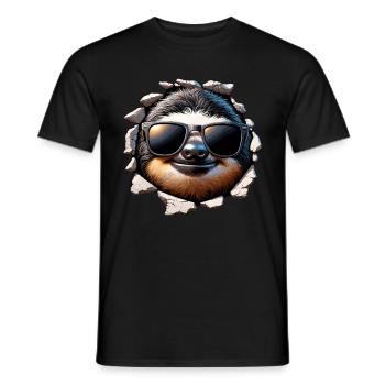 Funny cute sloth with sunglasses wall - Men's T-Shirt - black - Front - AI Model Male 178 light (178cm)