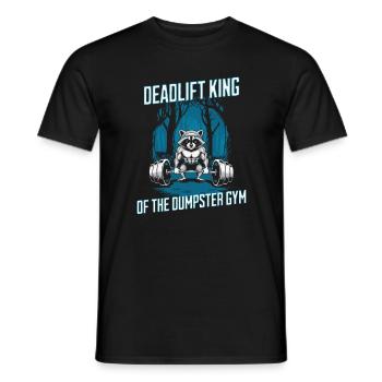 Deadlift King - Funny Raccoon Fitness Design - Men's T-Shirt - black - Front - AI Model Male 178 light (178cm)