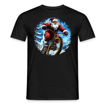 Santa Claus Mountain Bikers - Men's T-Shirt - black - Front - AI Model Male 178 light (178cm)